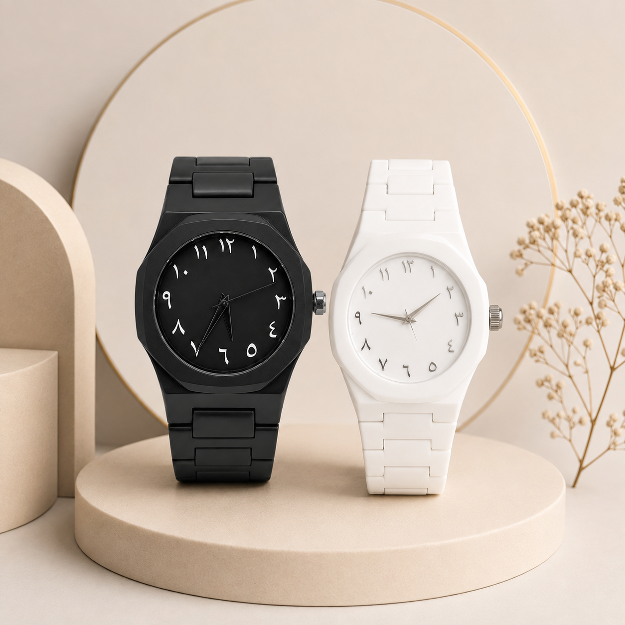 ChatGPT Image Aug 13, 2026, 10_42_16 AM Arabic Watch Men's Quartz Watch White PC Plastic - Image 1